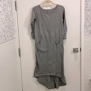 Enza Costa cashmere blend 3/4 sleeve high low cozy dress with pockets